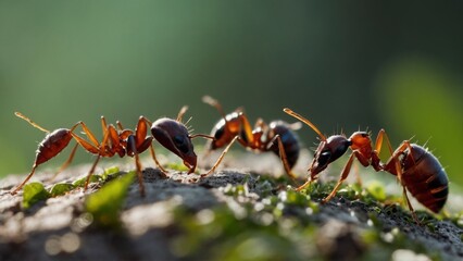 Wall Mural - Attentive Care Provided by Worker Ants to Developing Larvae and Pupae
