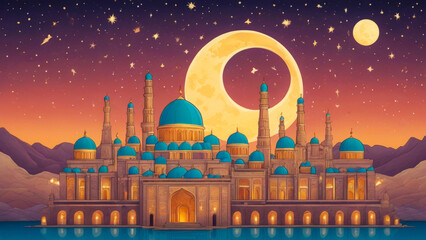 Wall Mural - mosque at night