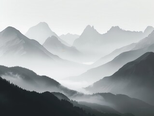 Wall Mural - mountains in the mist