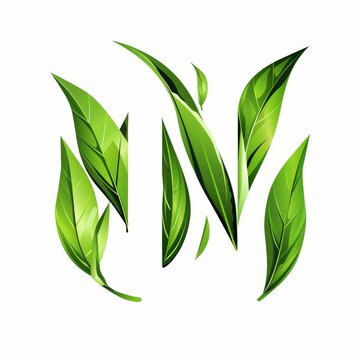 logo, vector design of green tea leaves in the shape of an 
