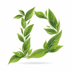 Wall Mural - logo, vector design of green tea leaves in the shape of an 