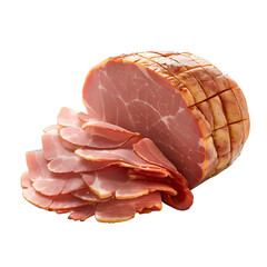 Wall Mural - [Transparent Background PNG]Sliced honey roasted ham on white background