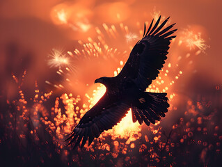 Stunning Dusk Eagle Flight
