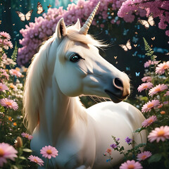 Wall Mural - white horse on a day