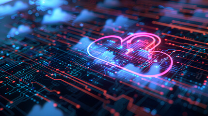 Wall Mural - abstract illustration of cloud security services, stylized cloud icon integrated with a secure padlo