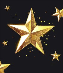 Wall Mural -  - Ideal for use in design, presentations, or digital media. , This image showcases a sharp, detailed representation of a golden star.