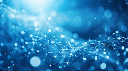 Wall Mural - abstract blue background with network and bokeh effects, ideal for technology and futuristic designs