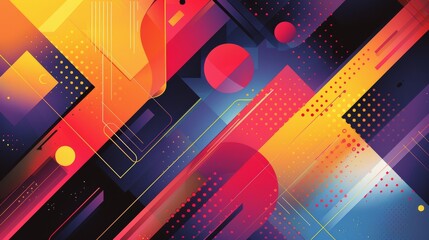Wall Mural - abstract geometric background with bold colors and dynamic shapes