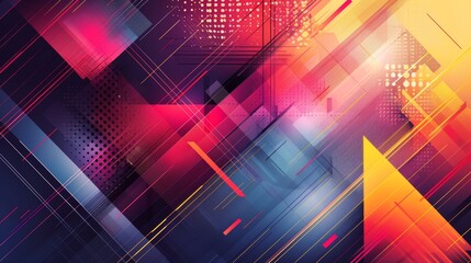 Wall Mural - abstract geometric background with vibrant colors and dynamic lines