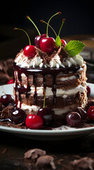 black forest cake dessert food photography background poster 