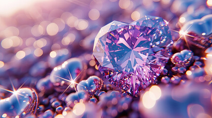 Wall Mural - A heart shaped diamond is on a purple background