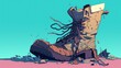 © AkuAku - A cartoon featuring a leather boot