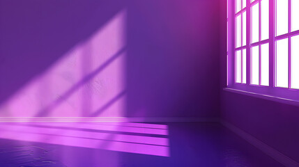 Wall Mural - Abstract window light shadow on purple wall background for product presentation empty mockup with space for text 