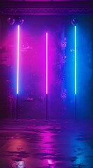 Poster - Abstract background with neon lights of various colors on stage 4K Video