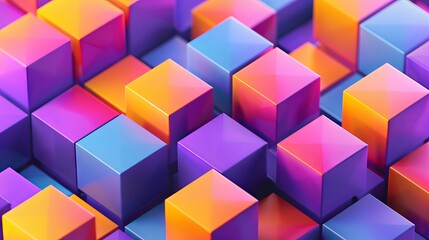 Wall Mural - Colorful cubes flying in the air on a transparent background. A vector illustration of colorful cube particles in a cartoon style, isolated on a white background. 