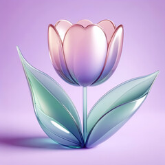 Wall Mural - Purple glass tulip on light purple background. Illustration for cards