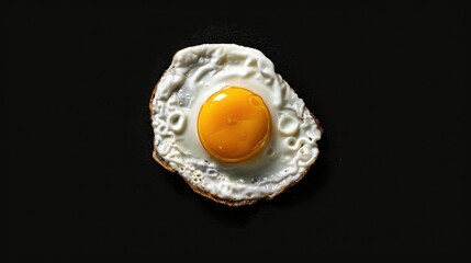 Wall Mural - An icon of a fried egg set against a black background serves as a symbolic representation of food that sustains millions of people