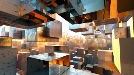 Cubical abstractions A three dimensional rendering in an abstract style