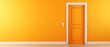 © Naturalis - Orange doors with white trim are standing in a room with a yellow wall. The doors are open, and the room appears to be empty
