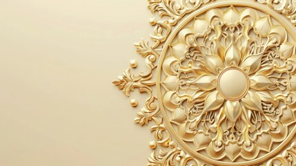 Wall Mural - ornamental borders, eid al - adha background, gold pattern on a white wall