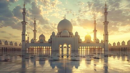 mosques, eid al - adha background, mosque, sunset, reflection, no people, hd wallpaper