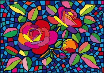 Wall Mural - rose flower colorful stained glass background illustration vector