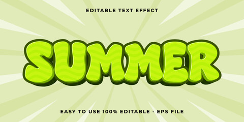 Wall Mural - Editable text effect summer 3d Trendy Cartoon template style premium vector