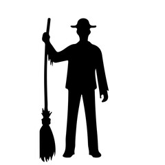 Wall Mural - silhouette of a person with a broom