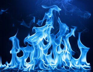 Wall Mural - a blue fire on a dark background