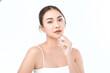 © kitthanes  - Beautiful young asian woman with clean fresh skin on white background, Face care, Facial treatment, Cosmetology, beauty and spa, Asian women portrait.