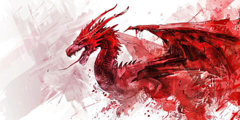 The Dragon: The Flag of Wales as a Symbol of Mythology and Strength - Imagine the flag of Wales with its red dragon, symbolizing Welsh mythology and strength