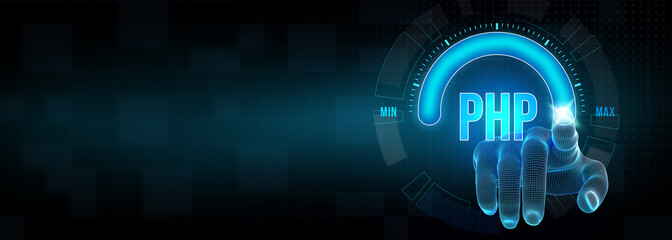 Business, Technology, Internet and network concept. PHP abbreviation. Modern technology concept. 3d illustration