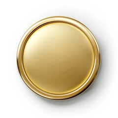 A circle plain gold badge on white background.