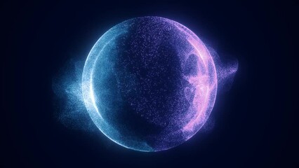 Wall Mural - abstract purple bright glowing background with a sphere core atom energy burning ball circle made of