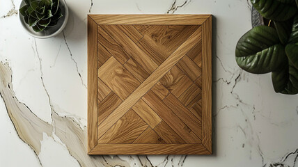 Canvas Print - Luxurious square oak parquet with natural shades. - Top view.