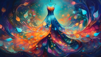 Wall Mural - This is a textured abstract painting of a dress. I used layers of paint and mixed media to create depth and 