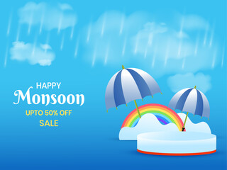 Wall Mural - Monsoon Season sale background, banner and poster design vector illustration.