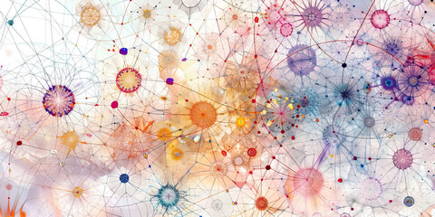 Wall Mural - The Sacred Web: Religions as Nodes in a Global Network - Visualize different religions as nodes in a vast and interconnected web of spiritual beliefs and practices, each connected to the others in a c