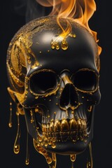 a skull with flames on it on a black background