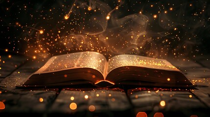 Wall Mural - Illuminate your mind and spirit with a captivating image of an open book bathed in glowing lights, symbolizing the enlightenment and inspiration that comes from the pursuit of knowledge and wisdom
