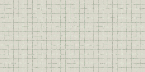 Wall Mural - Textured sheet of green checkered paper with a stipple effect. Cute background in soft retro color, irregular geometric pattern, notebook page.