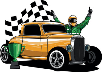 Wall Mural - draw of hot rod car vector illustration design