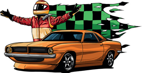 Wall Mural - hand draw of Muscle car vector illustration design