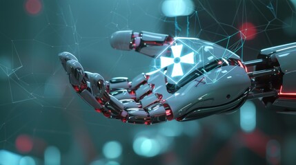 robot hand, machine intelligence human hand technology futuristic business concept digital future industry