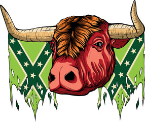 Wall Mural - vector illustration of head bull colored design