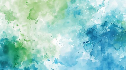 Poster - An abstract watercolor background with splashes of blue and green hues, creating a dreamy and artistic effect.