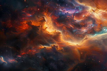 Wall Mural - Nebula and stars in deep space, science fiction wallpaper