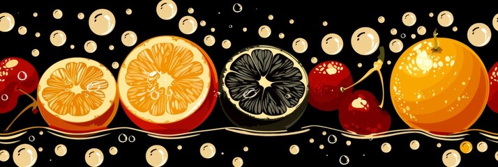 Elegant Abstract Fruit Background With Orange, Cherry, and Lime