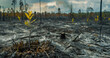 © Khoirul - Plant shoots grow in the middle of gray land after a forest fire disaster.