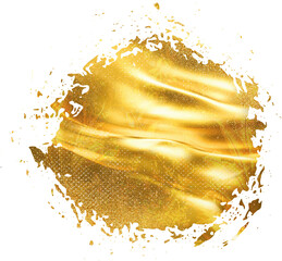 Golden paint Realistic brush on transparent background. gold Decorative glittering brushstroke set